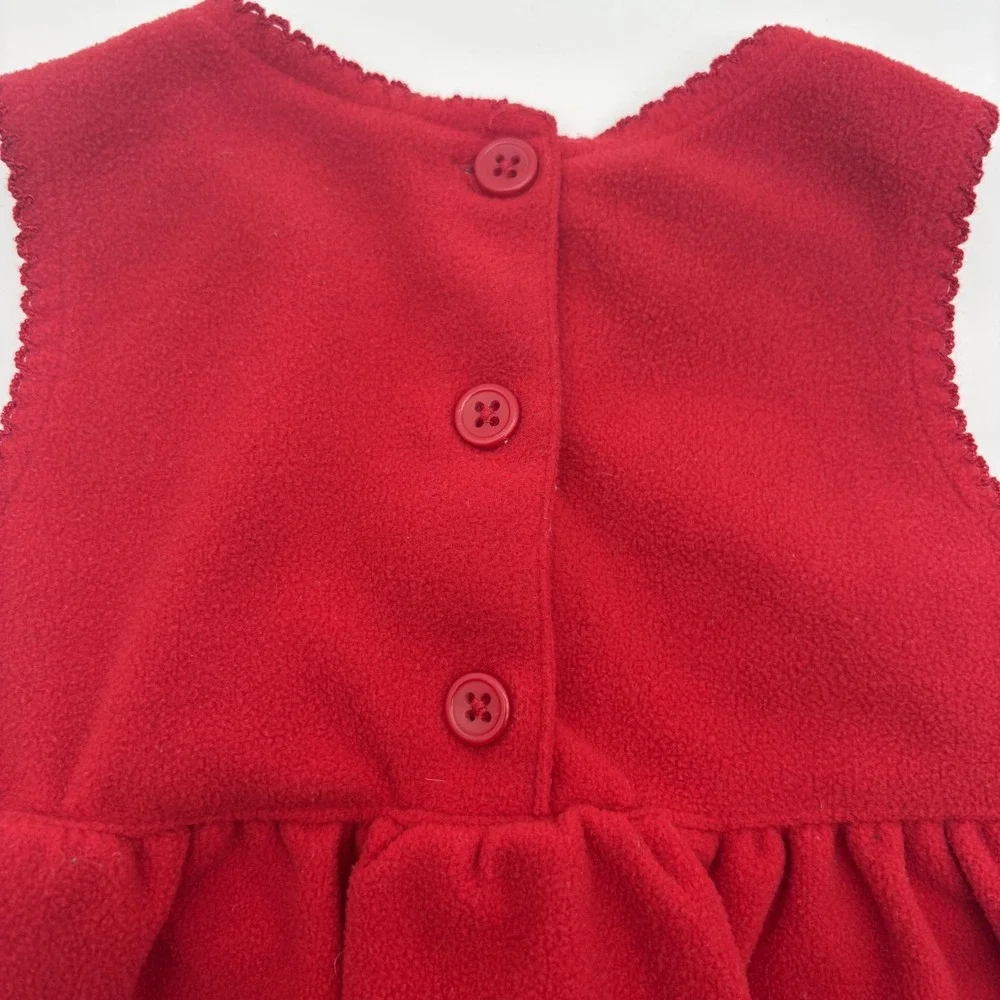 Vintage Baby Gap‎ Dress Girls 9-12M Red Fleece Snowflake Sleeveless 90s Holiday